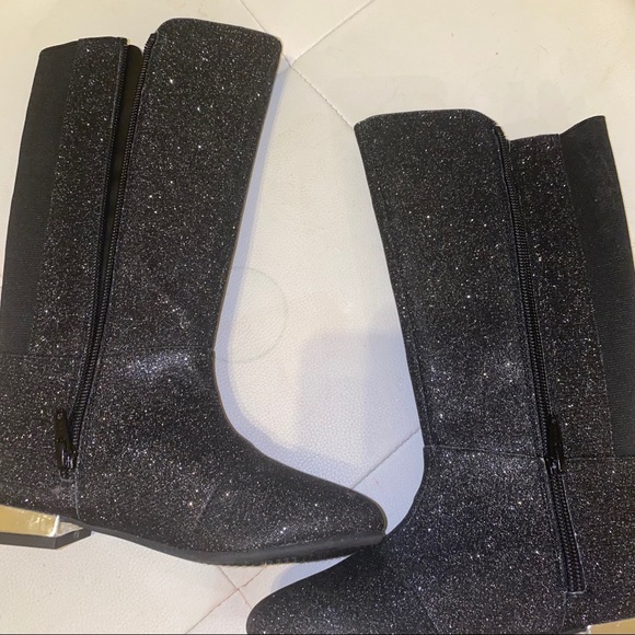 Black glitter kids girls boots booties shoes - Picture 10 of 10